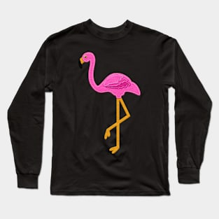 Pink Flamingo | Felt Look | Cherie's Art(c)2020 Long Sleeve T-Shirt